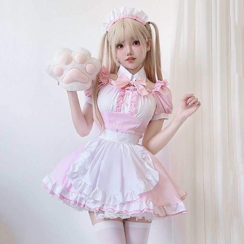 Pink and white kawaii cat maid dress PA20004