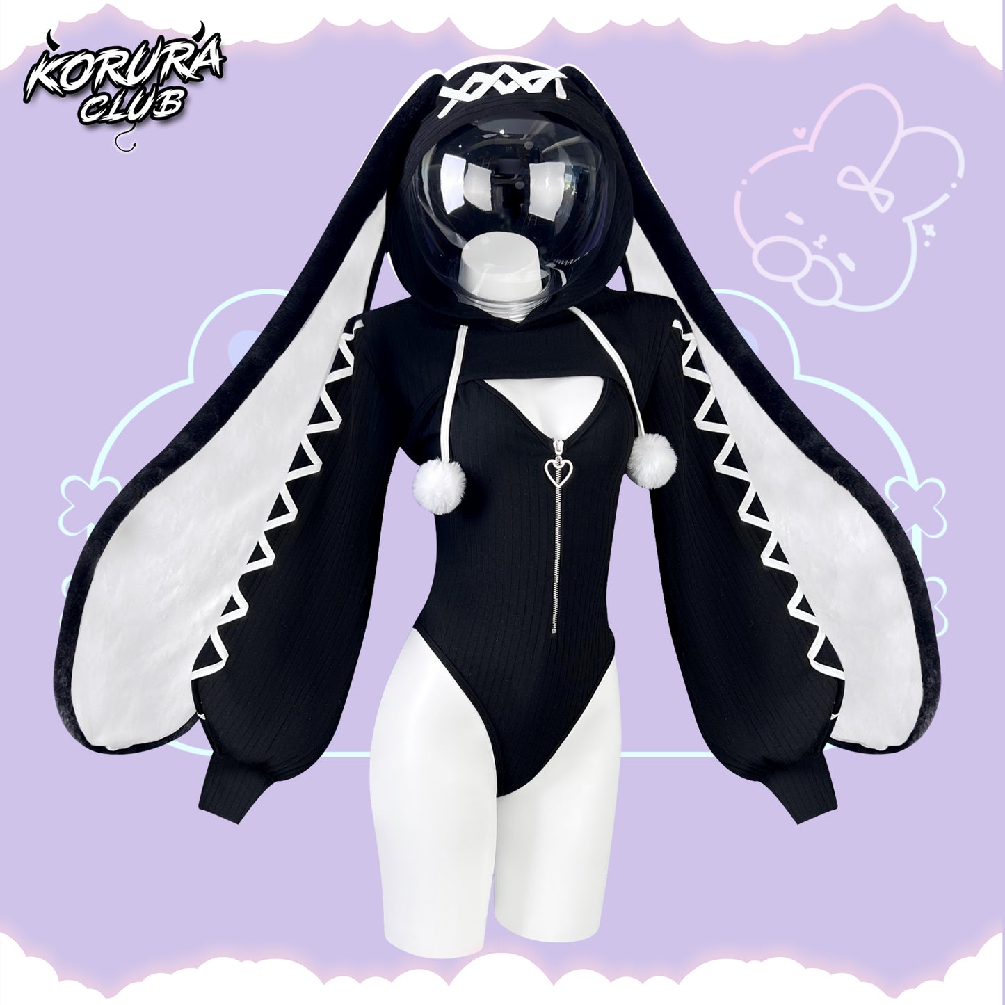 Pre-sale Cosplay Heart-Lock Floppy Bunny Jumpsuit KO102
