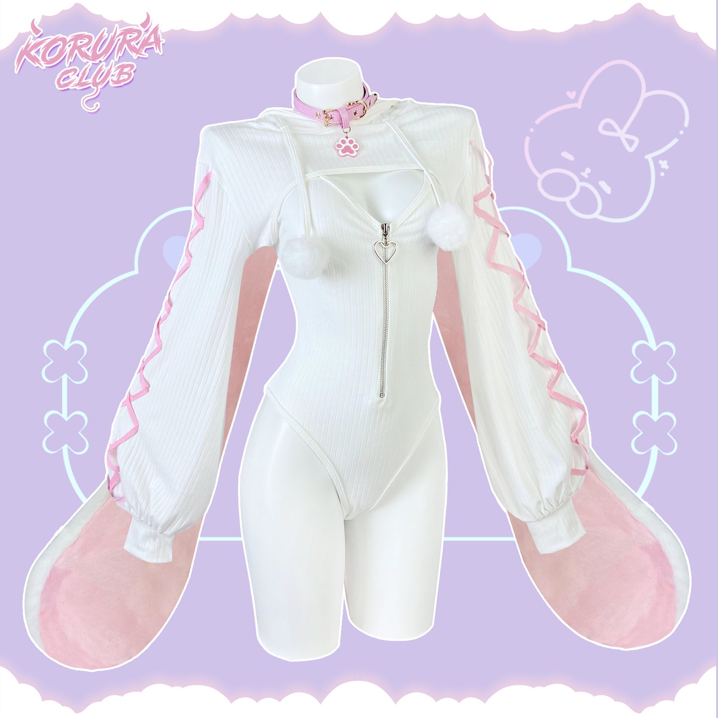 Pre-sale Cosplay Heart-Lock Floppy Bunny Jumpsuit KO102