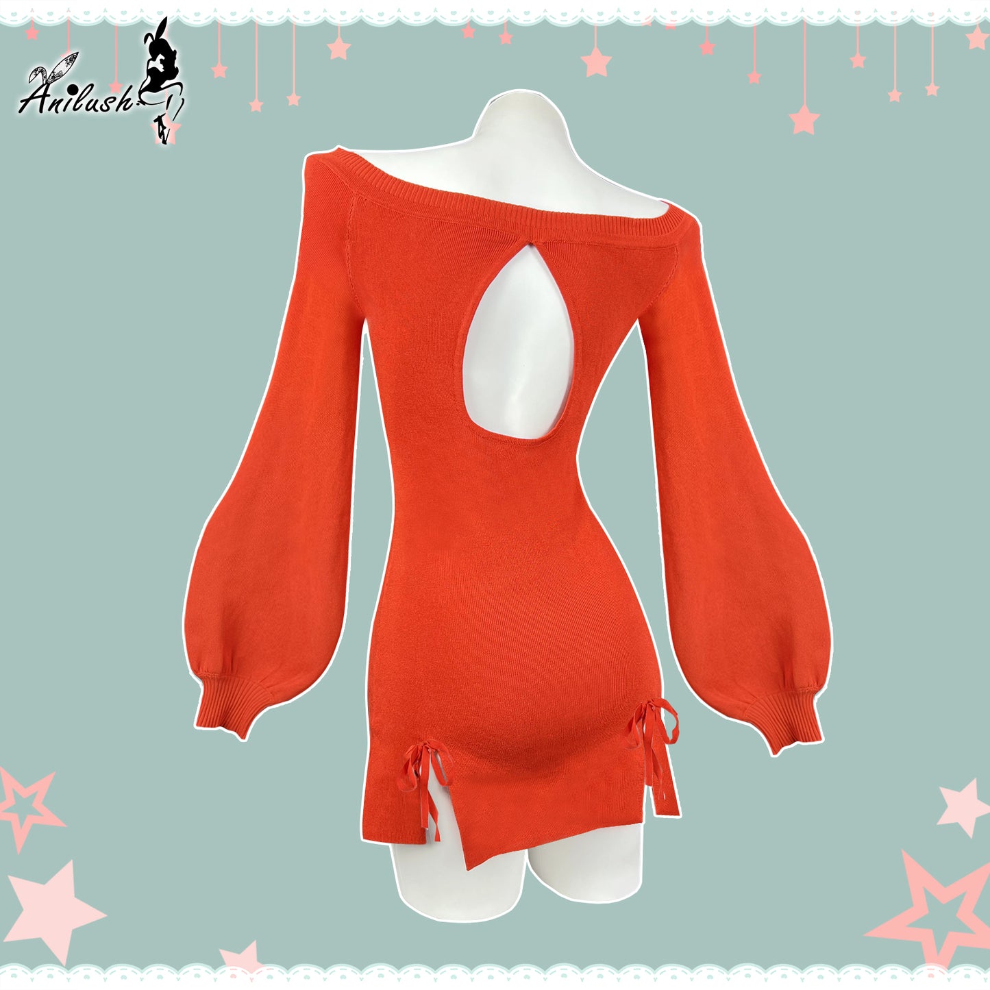 BUTTERFLY KNOT V-NECK DRESS SR06