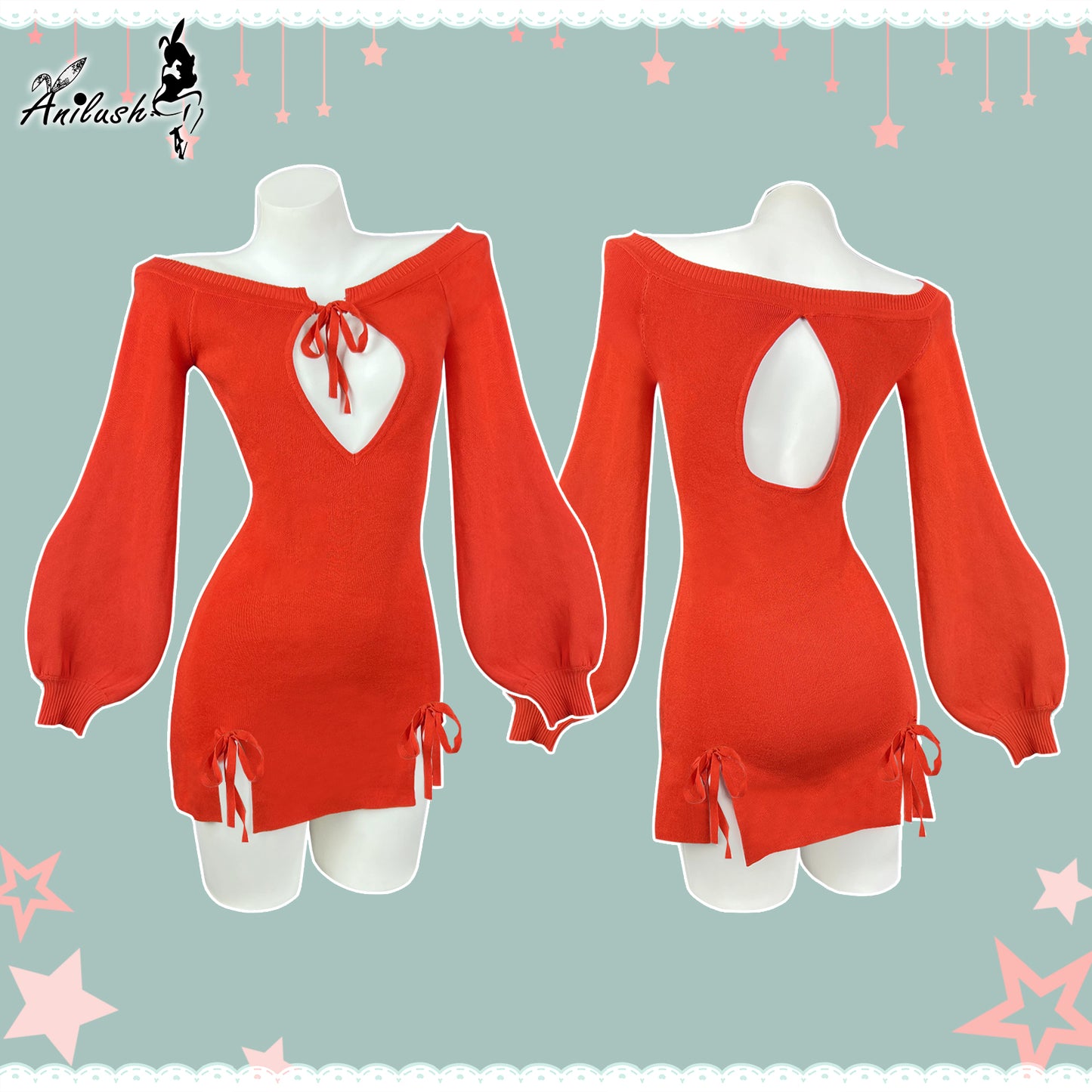 BUTTERFLY KNOT V-NECK DRESS SR06