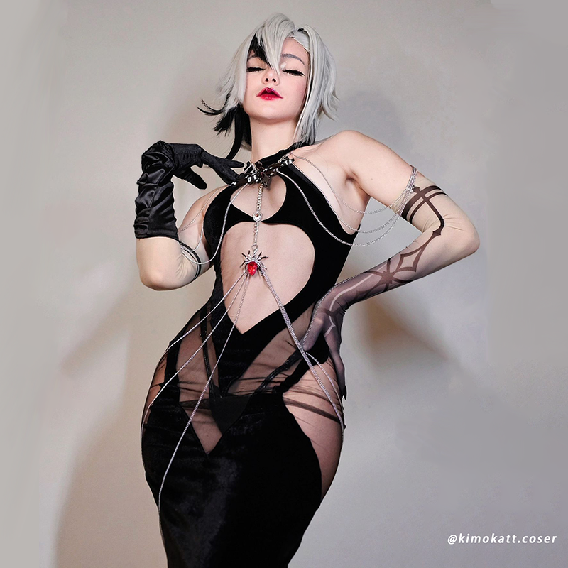 Halloween Spider-hearted witch Dress KO06(4-Piece Set)