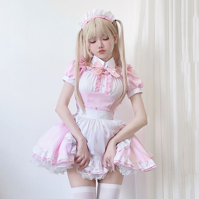 Pink and white kawaii cat maid dress PA20004
