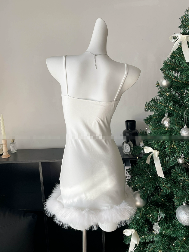White Plush Dress PA10234