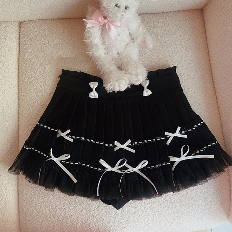 Pink and white lace princess top with bow pleated skirt PA20002
