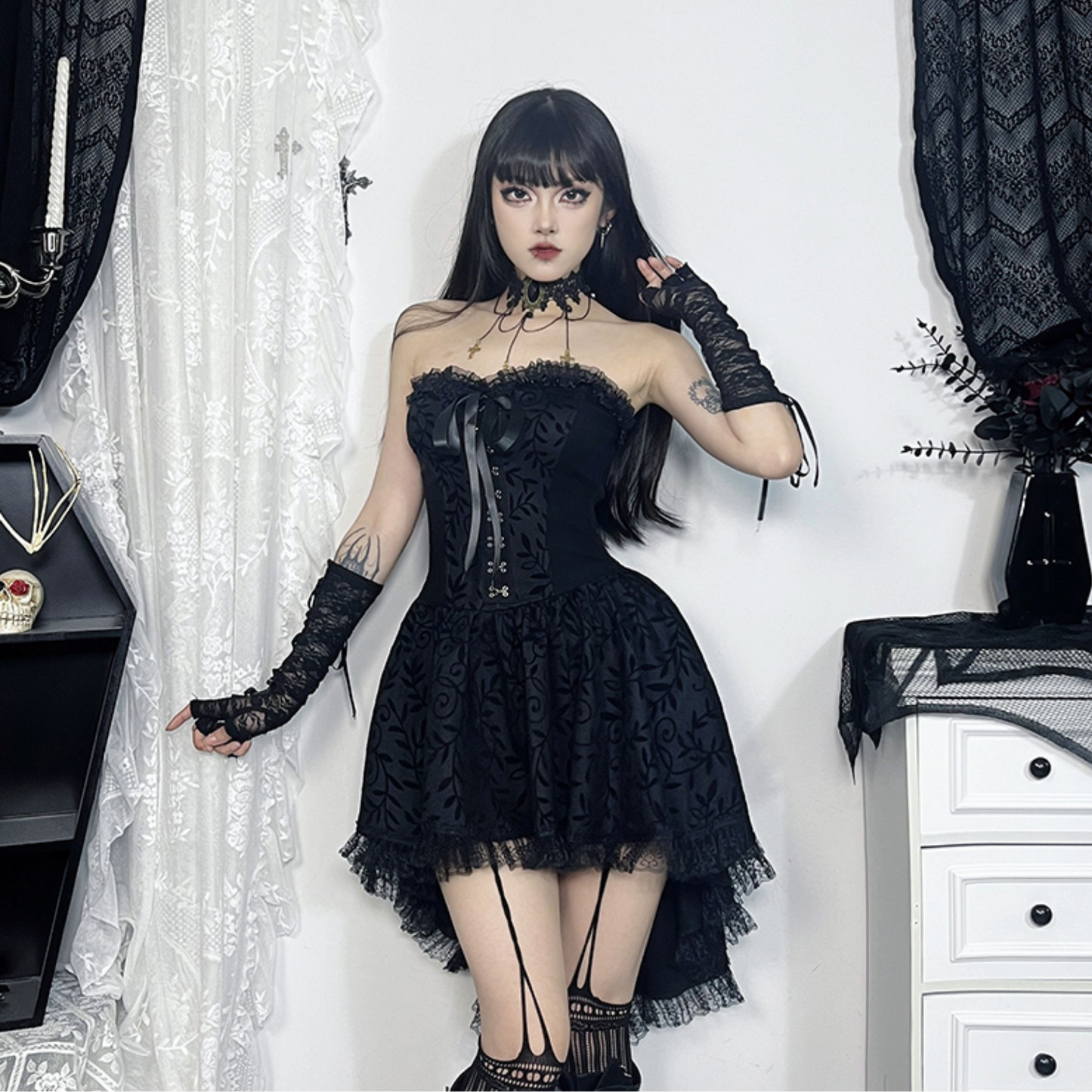Gothic subculture tube top dress PA20210