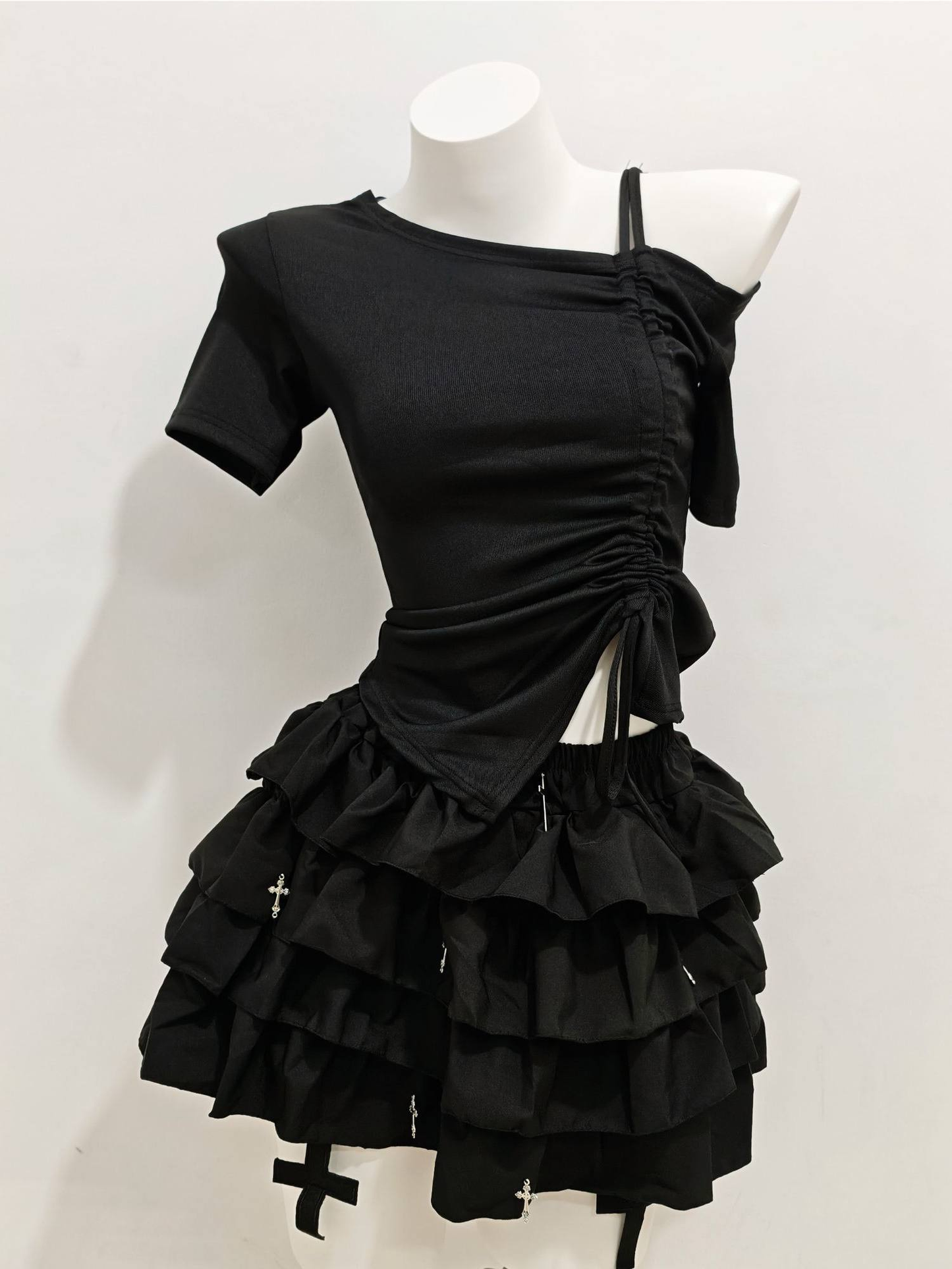 Dark Gothic Cross Fluffy Skirt Set PA20326