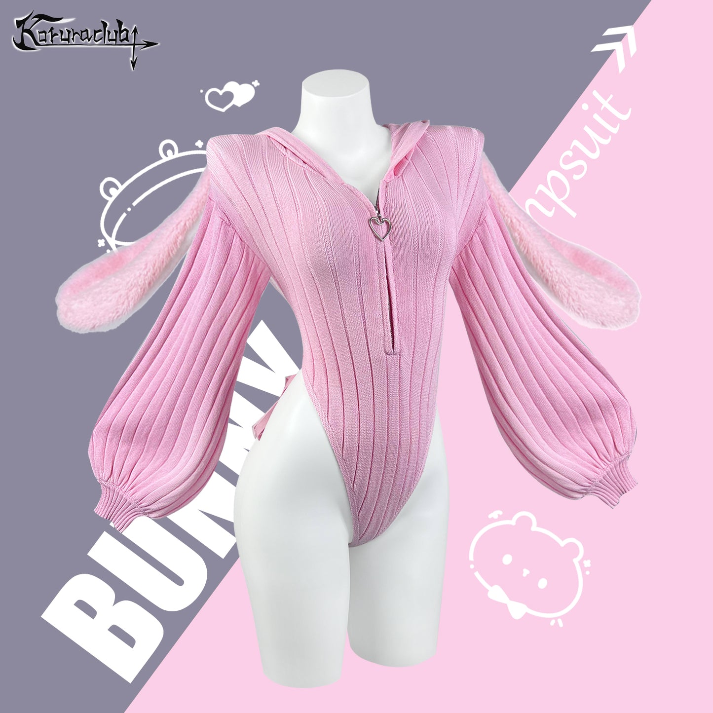 Bunny Ear Hoodie Bodysuit KO64