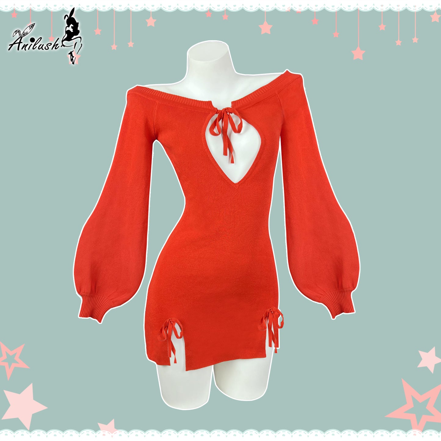 BUTTERFLY KNOT V-NECK DRESS SR06