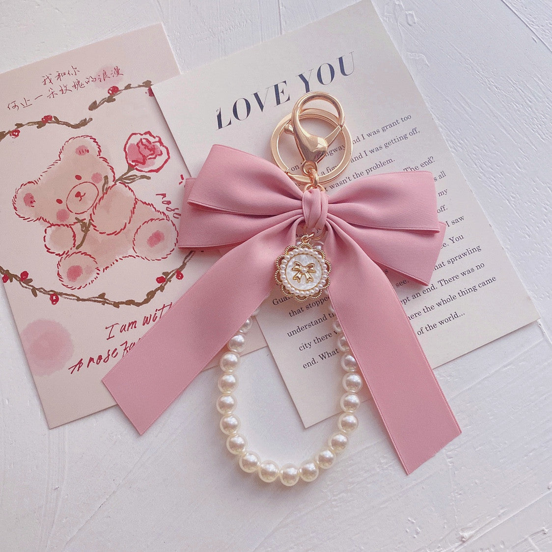 Pink Bow Keychain Bag Pendant PL52786