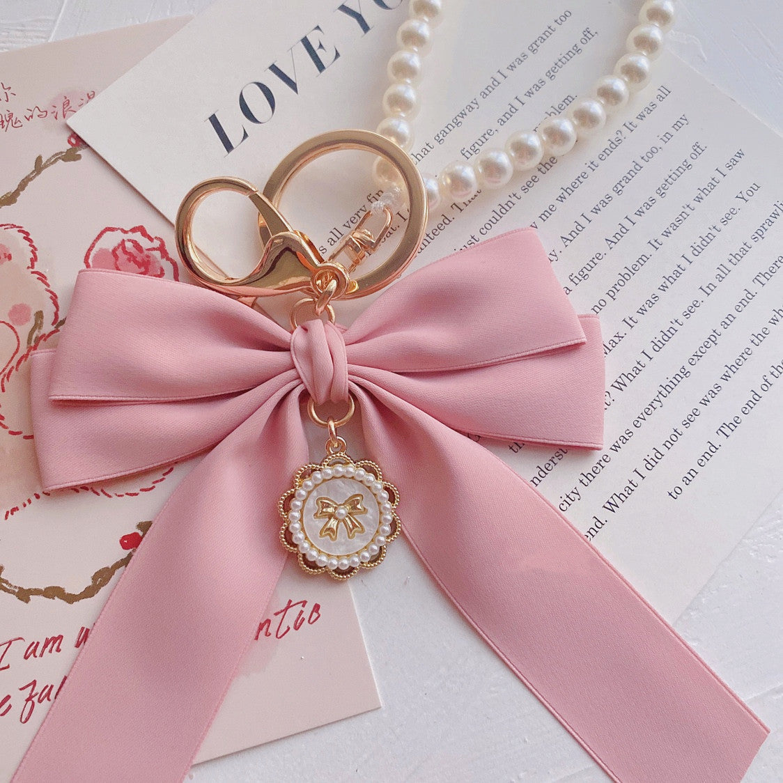 Pink Bow Keychain Bag Pendant PL52786