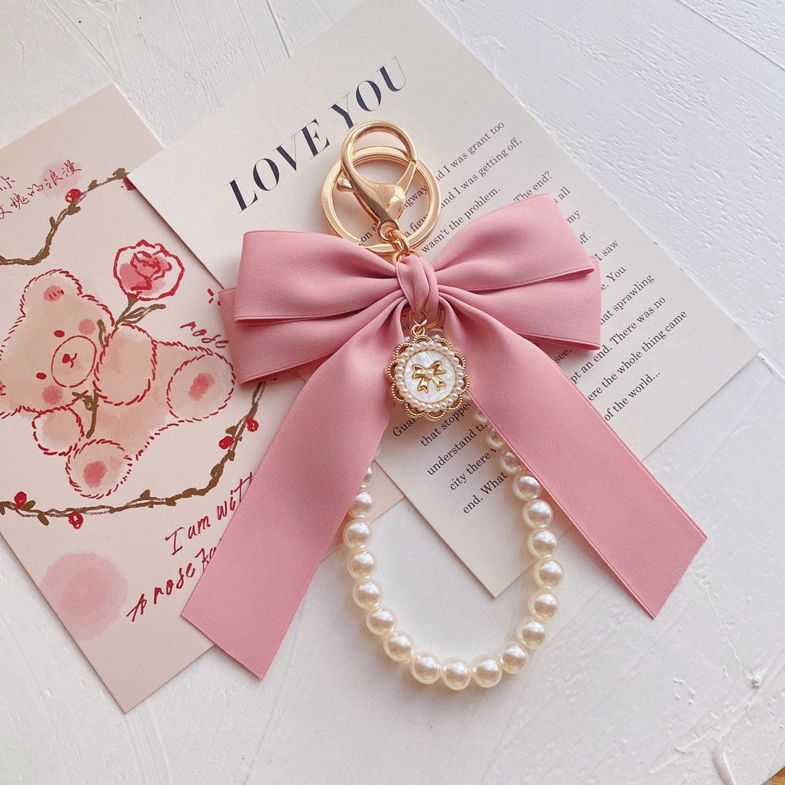 Pink Bow Keychain Bag Pendant PL52786