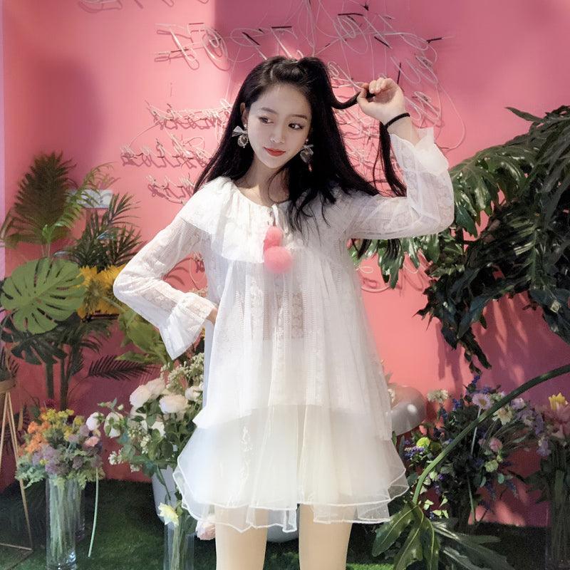 white chiffon bottoming shirt PL52492