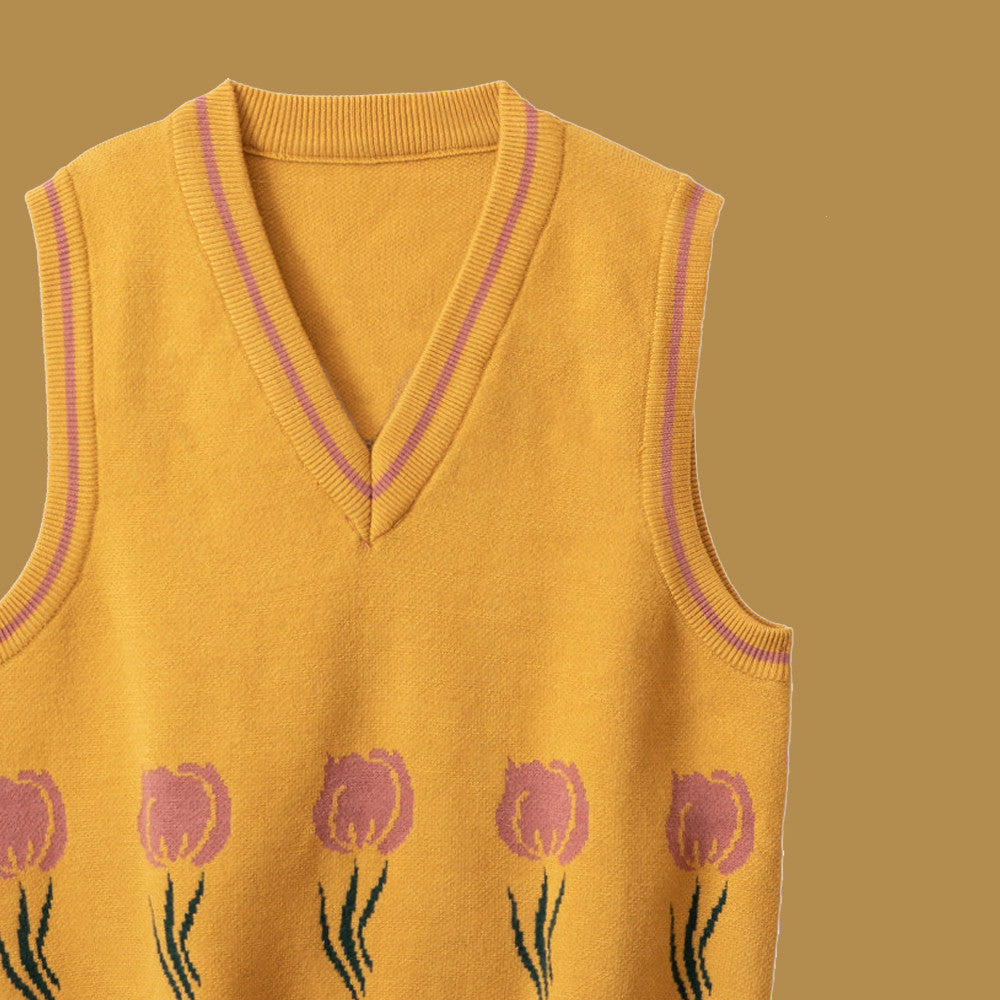 Yellow Knit Vest PL52503
