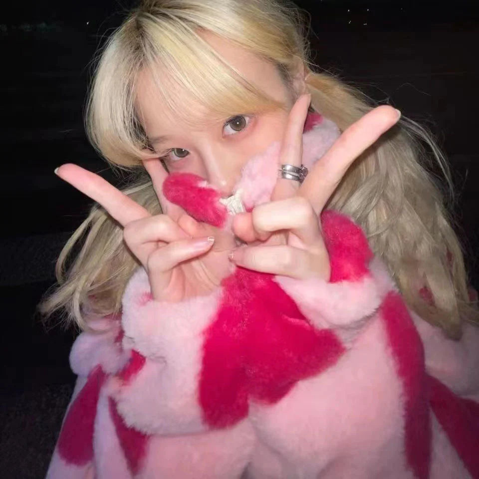 Pink love lamb wool coat PL52657