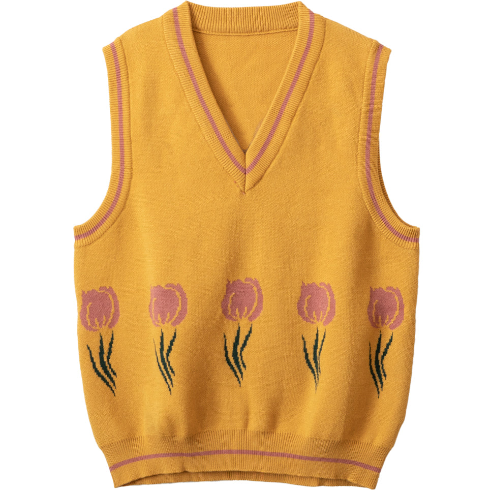 Yellow Knit Vest PL52503