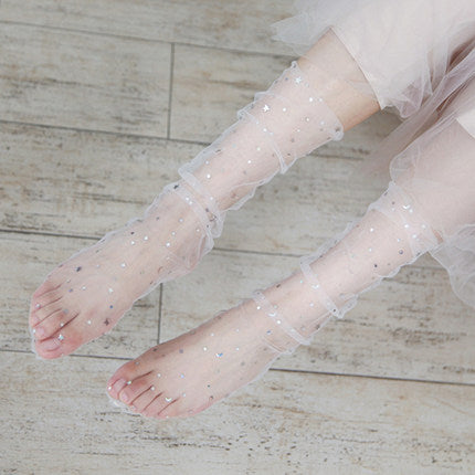 Star lace tulle socks(3 pairs)  PL20092