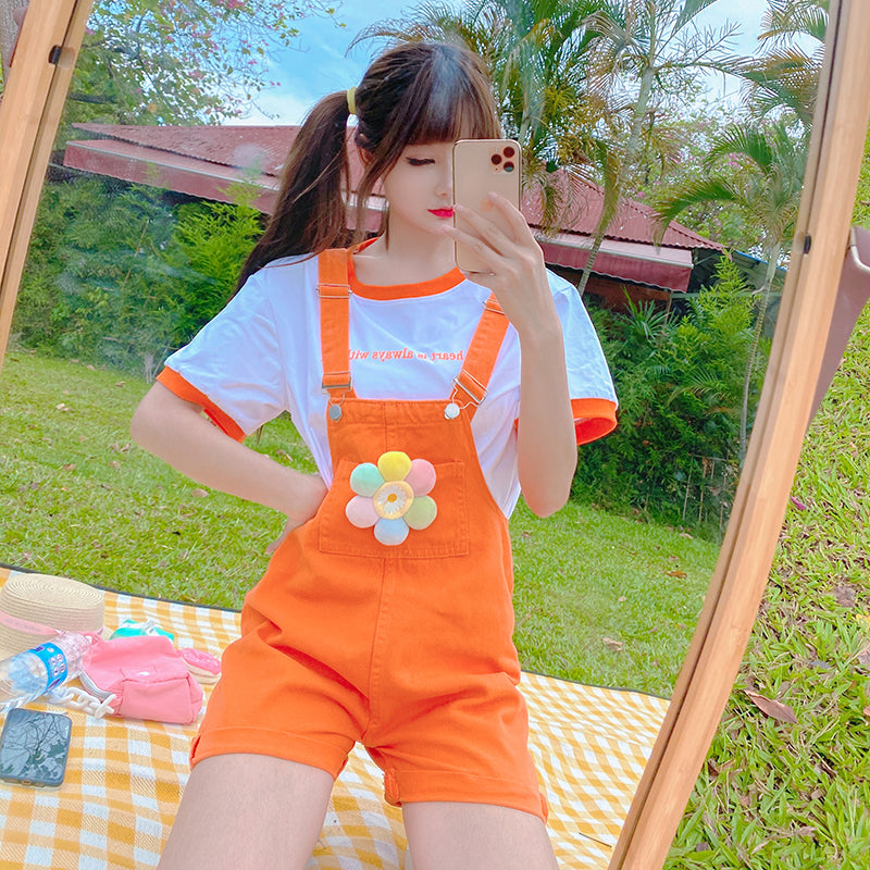 Orange overalls + T-shirt 2-piece set PL52278