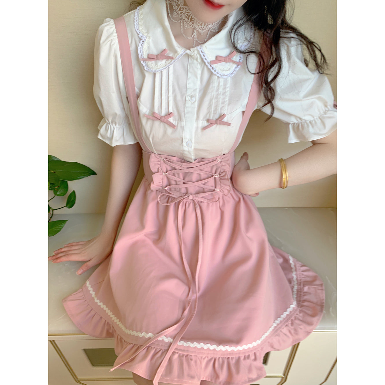 Pastel pink girl suit PL51854
