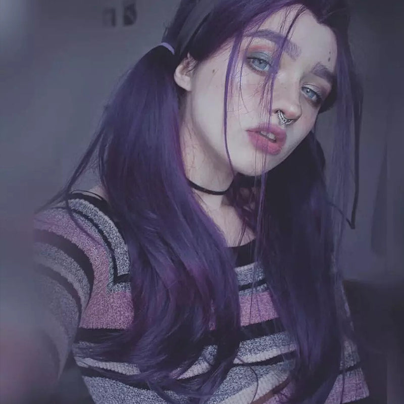 Purple long straight wig PL50250