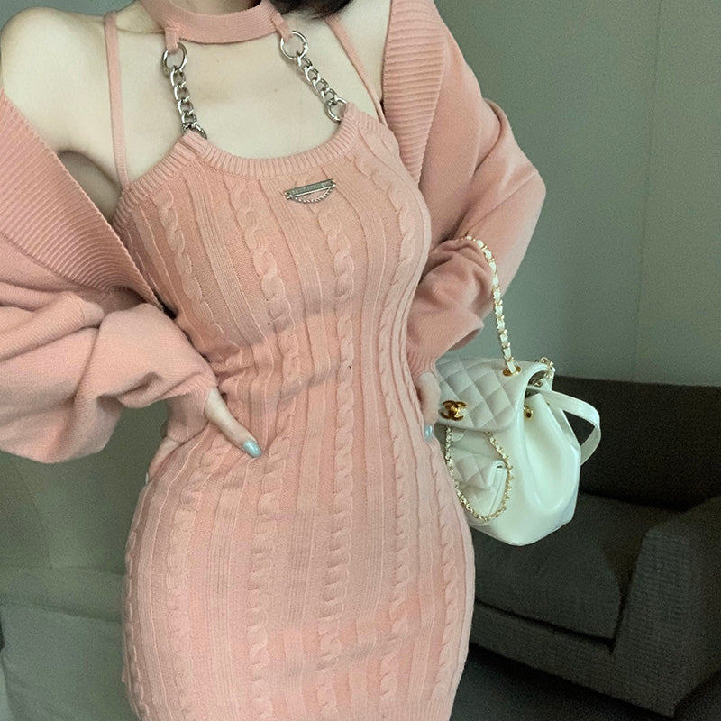 pink halterneck dress PL52268
