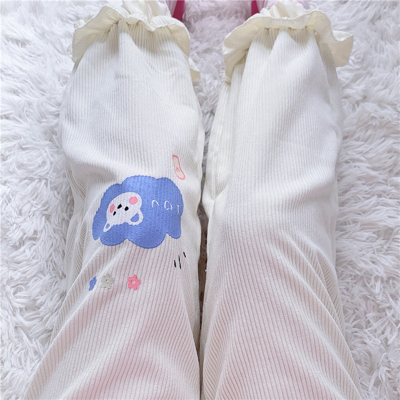 Cute bear embroidered casual pants PL52534