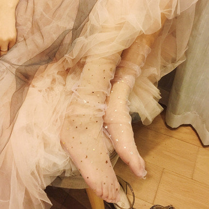 Star lace tulle socks(3 pairs)  PL20092