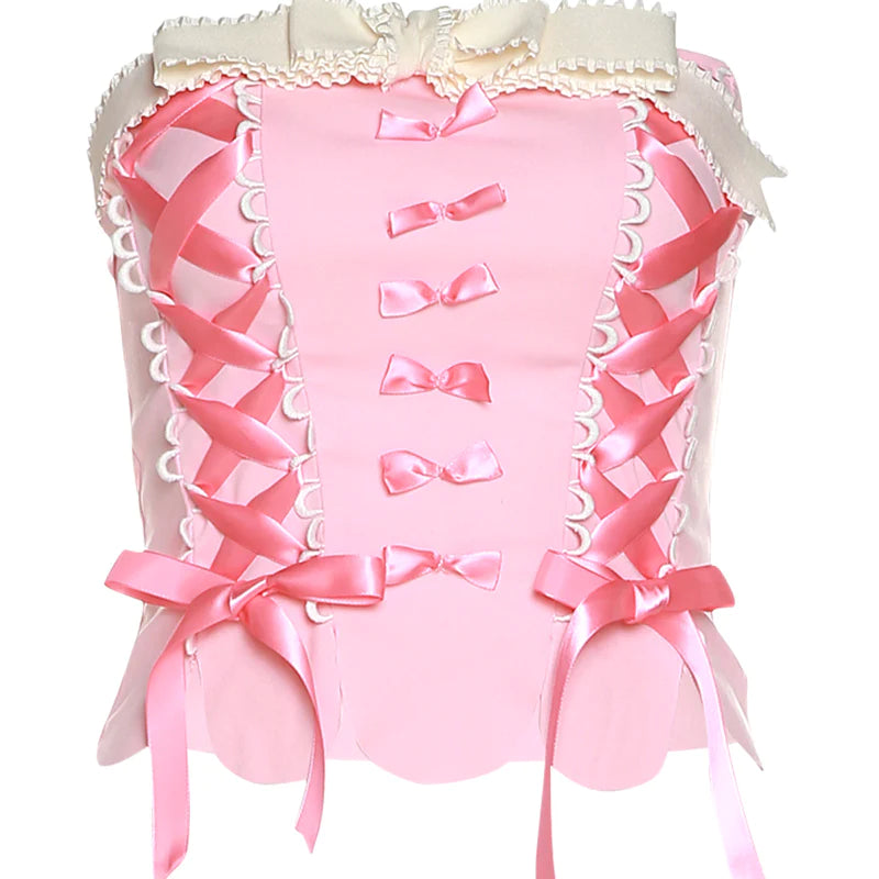 Cute bow lace top PL52656
