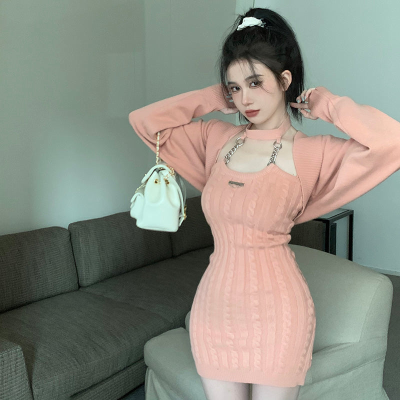 pink halterneck dress PL52268