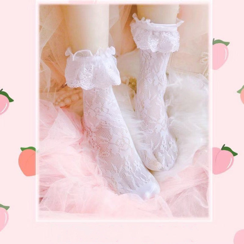 white lace socks PL52555
