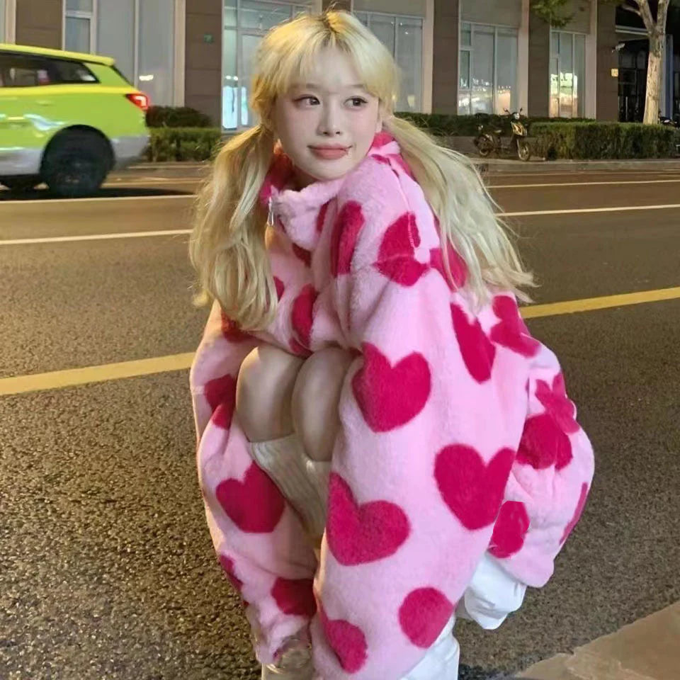 Pink love lamb wool coat PL52657