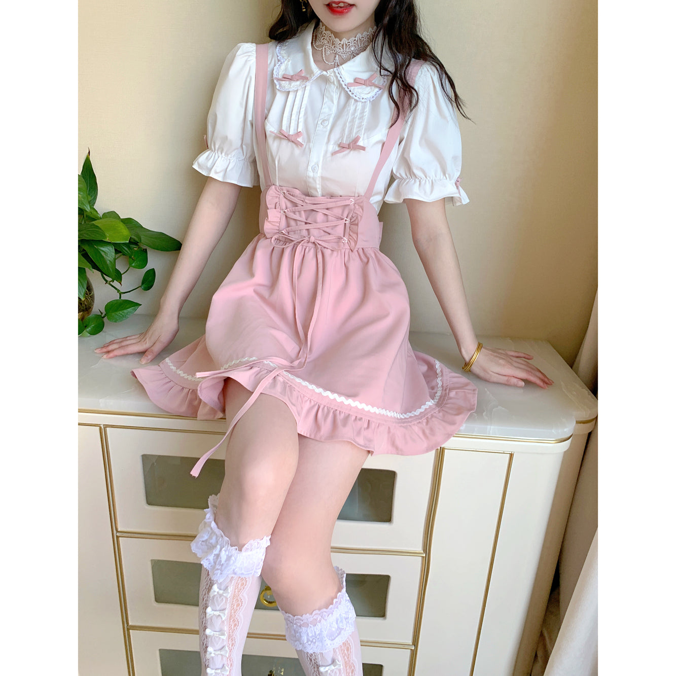 Pastel pink girl suit PL51854