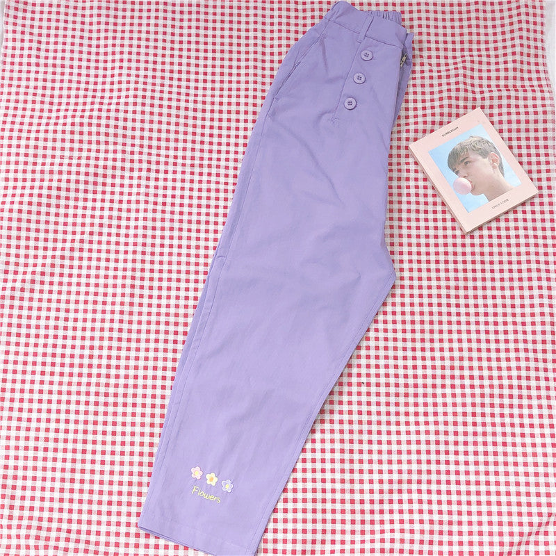 Embroidered casual pants PL20639