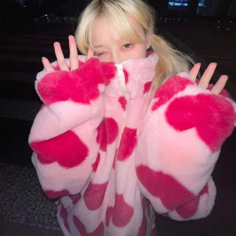 Pink love lamb wool coat PL52657