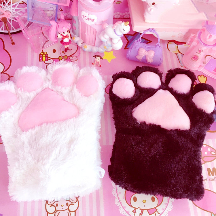 Cute plush cat paw gloves PL52556