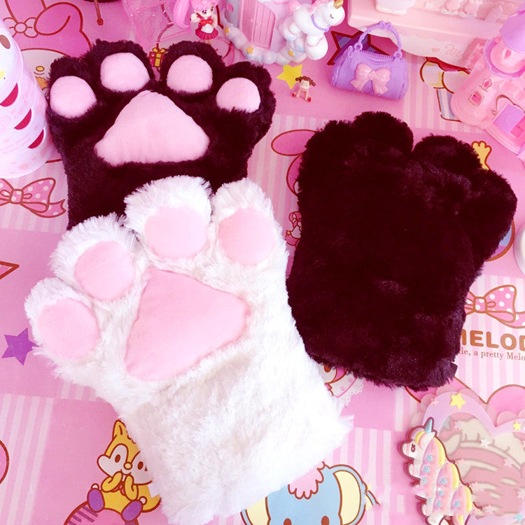 Cute plush cat paw gloves PL52556