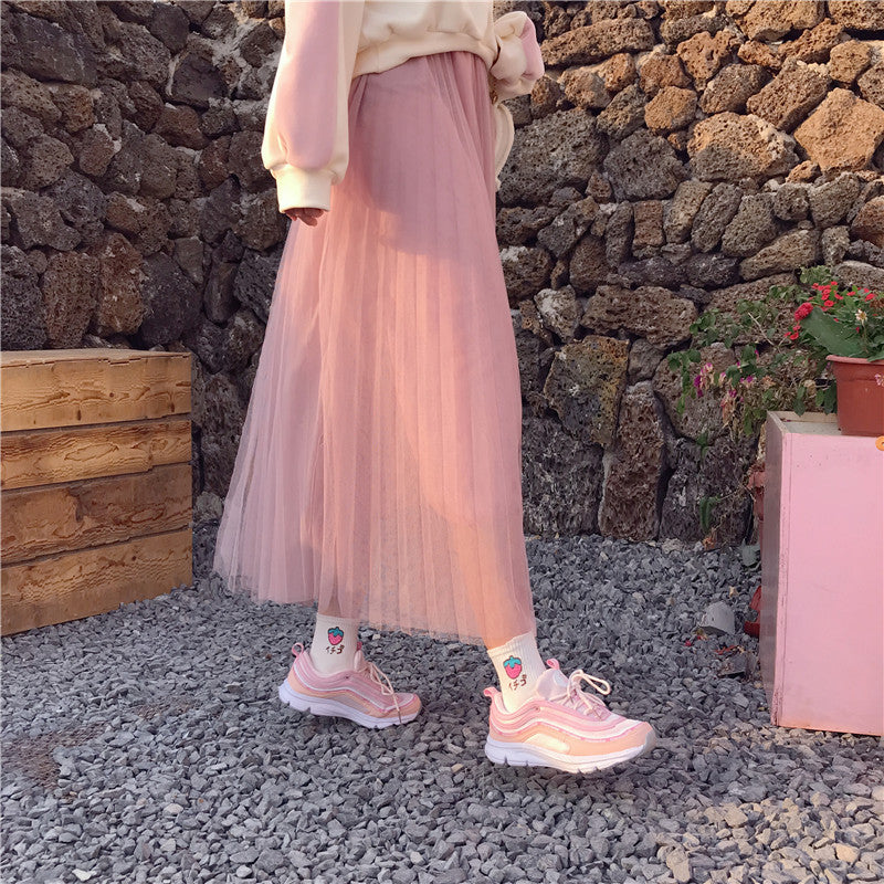 multi-layer solid color gauze skirt PL52270