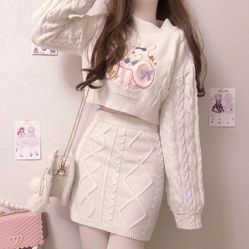 Cute sweater and skirt suit PL53570