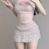 Sweet pink short sleeveless suit PL53657