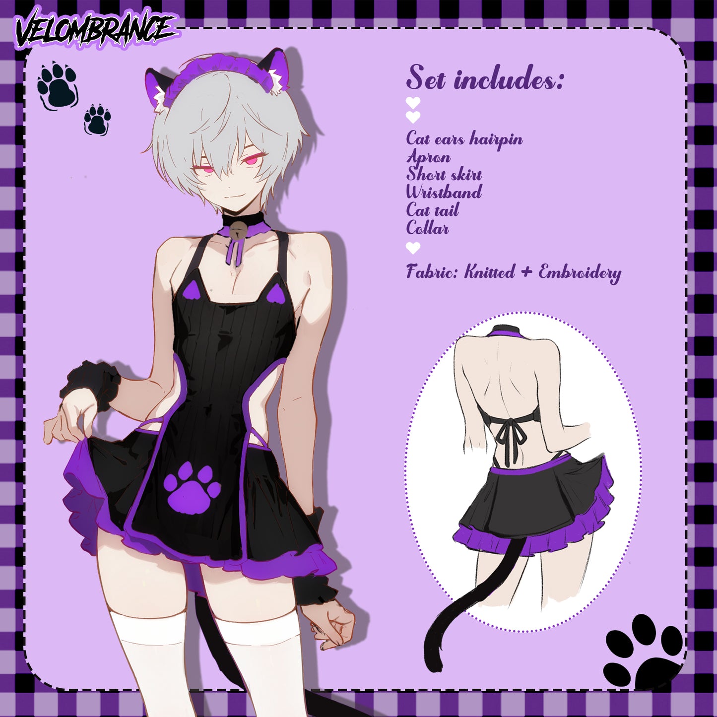 Pre-Order Purple Femboy Cat Cosplay Set (6-Piece Set) AS68