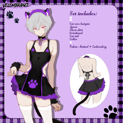 Pre-Order Purple Femboy Cat Cosplay Set (4-Piece Set) AS68