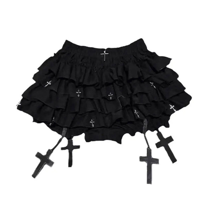 Dark Gothic Cross Fluffy Skirt Set PA20326