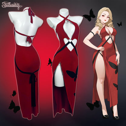 Sexy Red Heart Cutout Dress For Female KO65