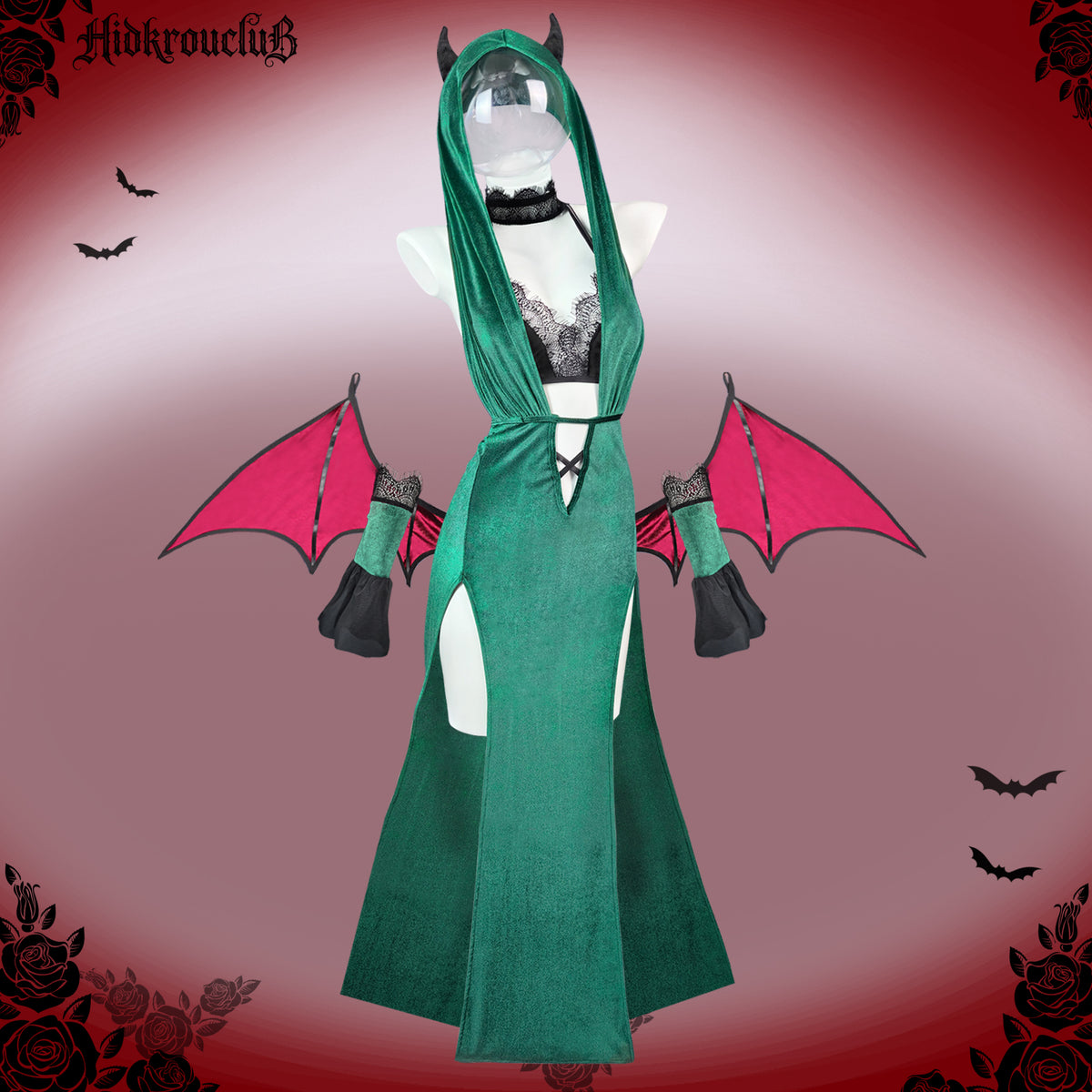 Pre-Sale Gothic Green Devil Wing Costume Set HK008
