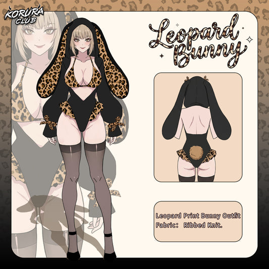 Pre-sale Leopard Print Bunny Cosplay Long-Sleeve Lingerie Set KO146