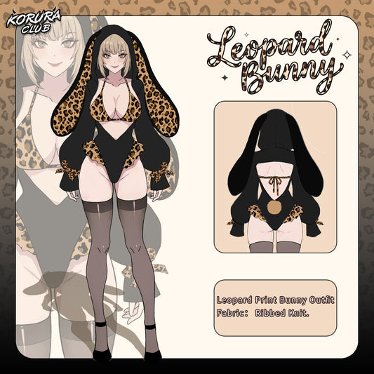 Pre-sale Leopard Print Bunny Cosplay Long-Sleeve Lingerie Set KO146