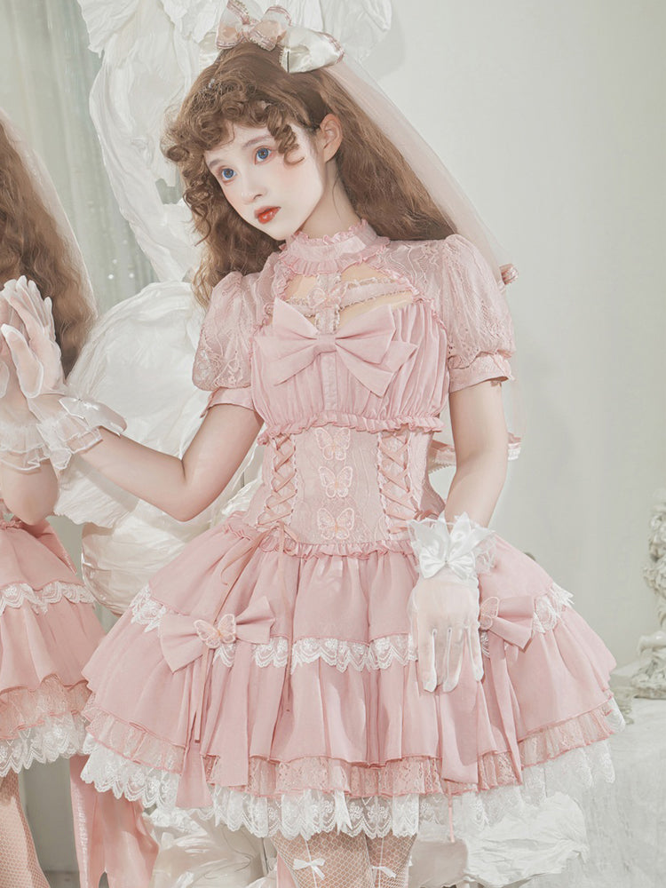 Cute Lace Short Sleeve Dress PL53293