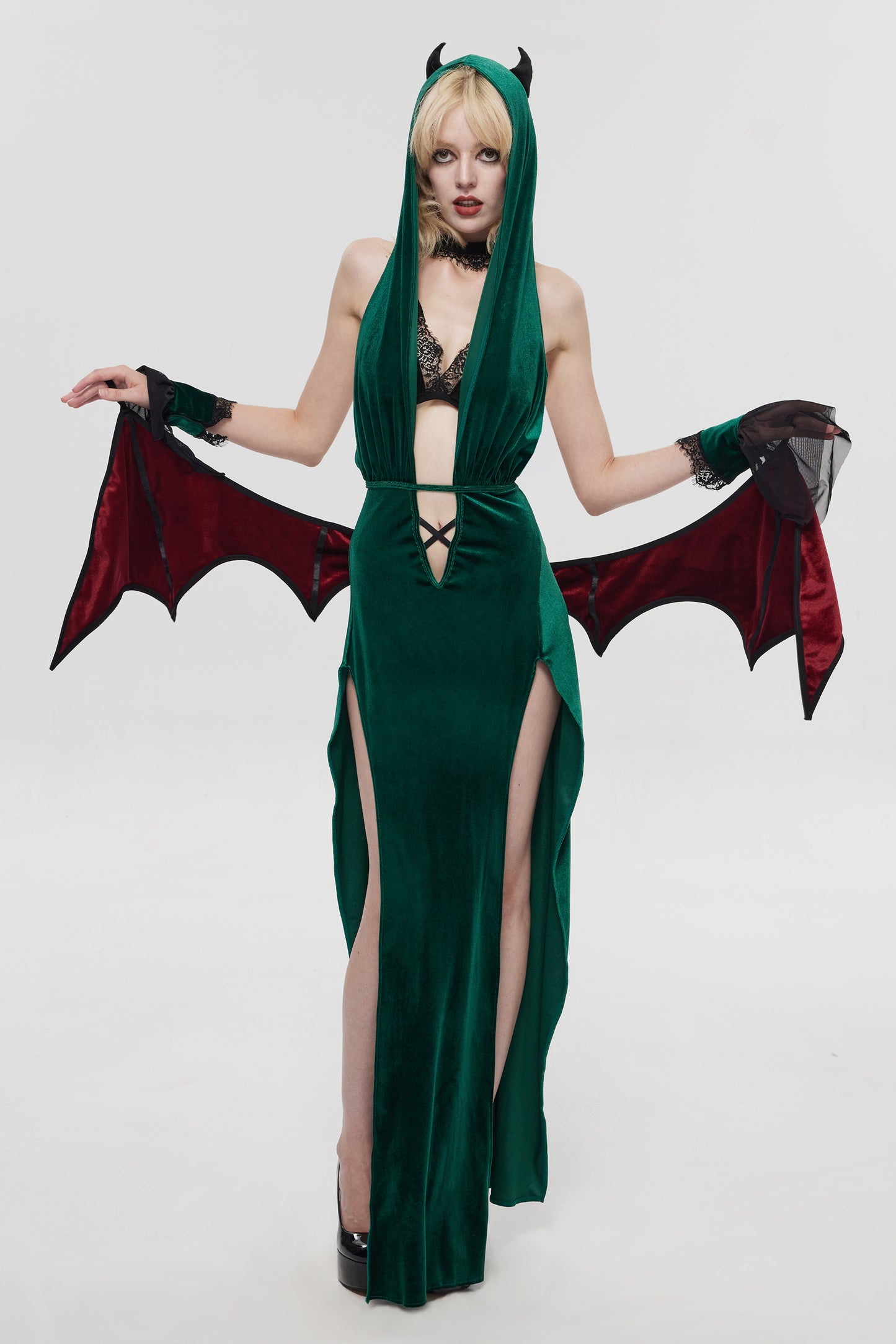 Pre-Sale Gothic Green Devil Wing Costume Set HK008