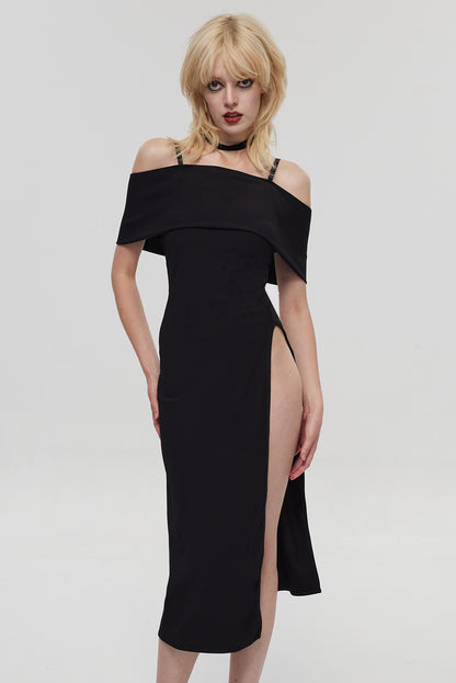 Pre-Sale Gothic Off Shoulder Black Dress HK006