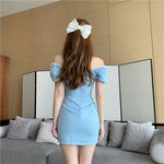 French Blue Lace Trim Dress PL53505